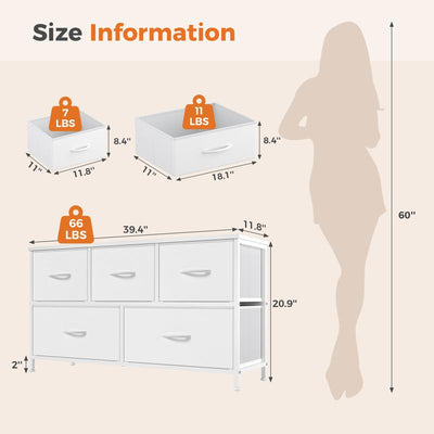 5-Drawer Fabric Storage Tower Dresser