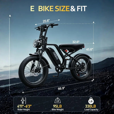 HIEHA SU8 2.0 Fat Tire Electric Bike, 750W Full Suspension E-Bike for Adults