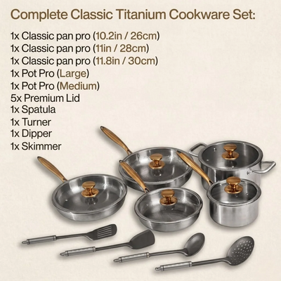 BIRTHDAY SALE EXCLUSIVE | Complete Classic Titanium Cookware Set (20 Piece)