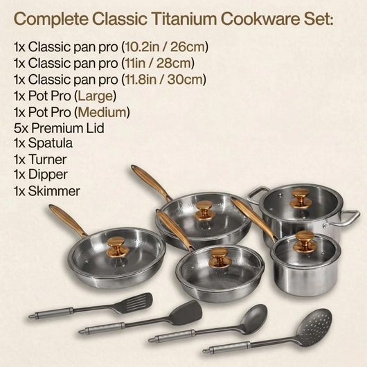 BIRTHDAY SALE EXCLUSIVE | Complete Classic Titanium Cookware Set (20 Piece)