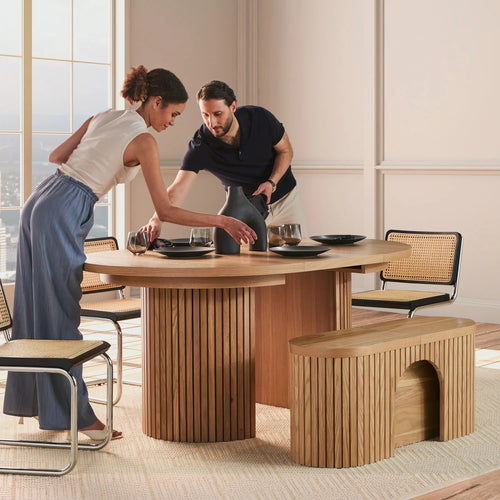 Fluted Extendable Dining Table