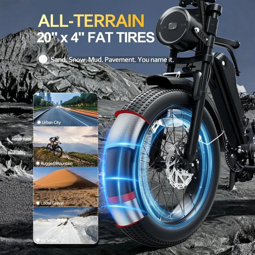 HIEHA SU8 2.0 Fat Tire Electric Bike, 750W Full Suspension E-Bike for Adults